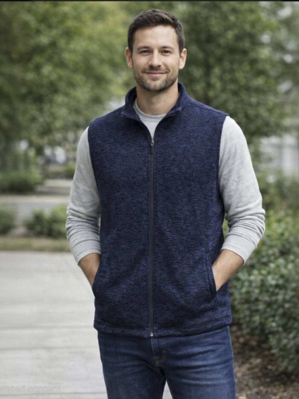 Lands End Sleeveless Full Zip Outdoor Fleece Vest